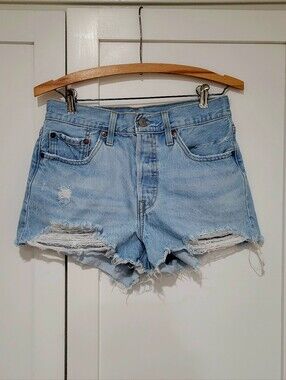 Levi's 501 Denim Button Fly Distressed Shorts | Women's Size 6 (27)